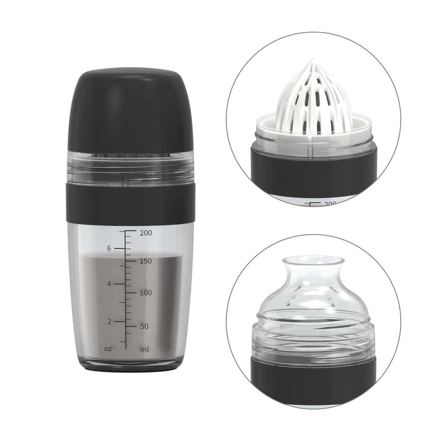 2 in 1 Salad Dressing Shaker With Citrus Juicer Salad Tool 250ML