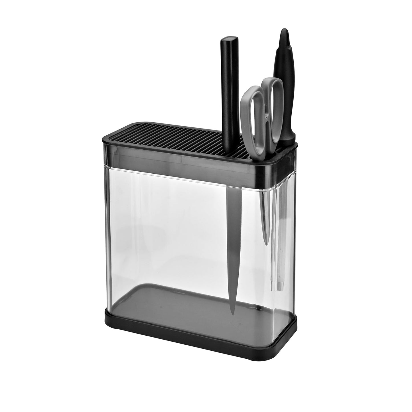 Transparent Universal Knife Block knife holder With Scissors Slot Square