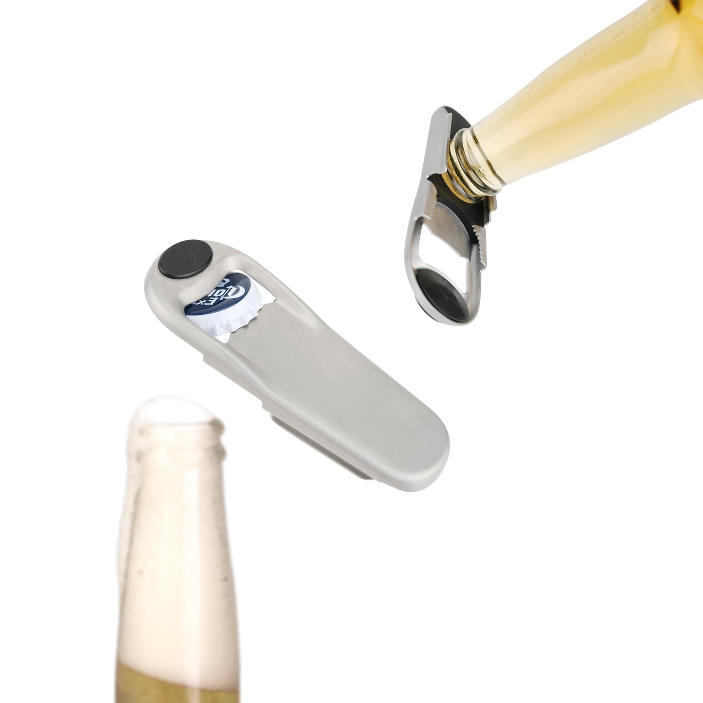 KITCHENDAO 3 in 1 Beer Bottle Opener Resealer with Magnetic Cap Catcher, Airtight with Silicone, Durable & Rust-proof with Stainless Steel, Stick to Fridge for Easy Storage with Magnet, Gift for Men