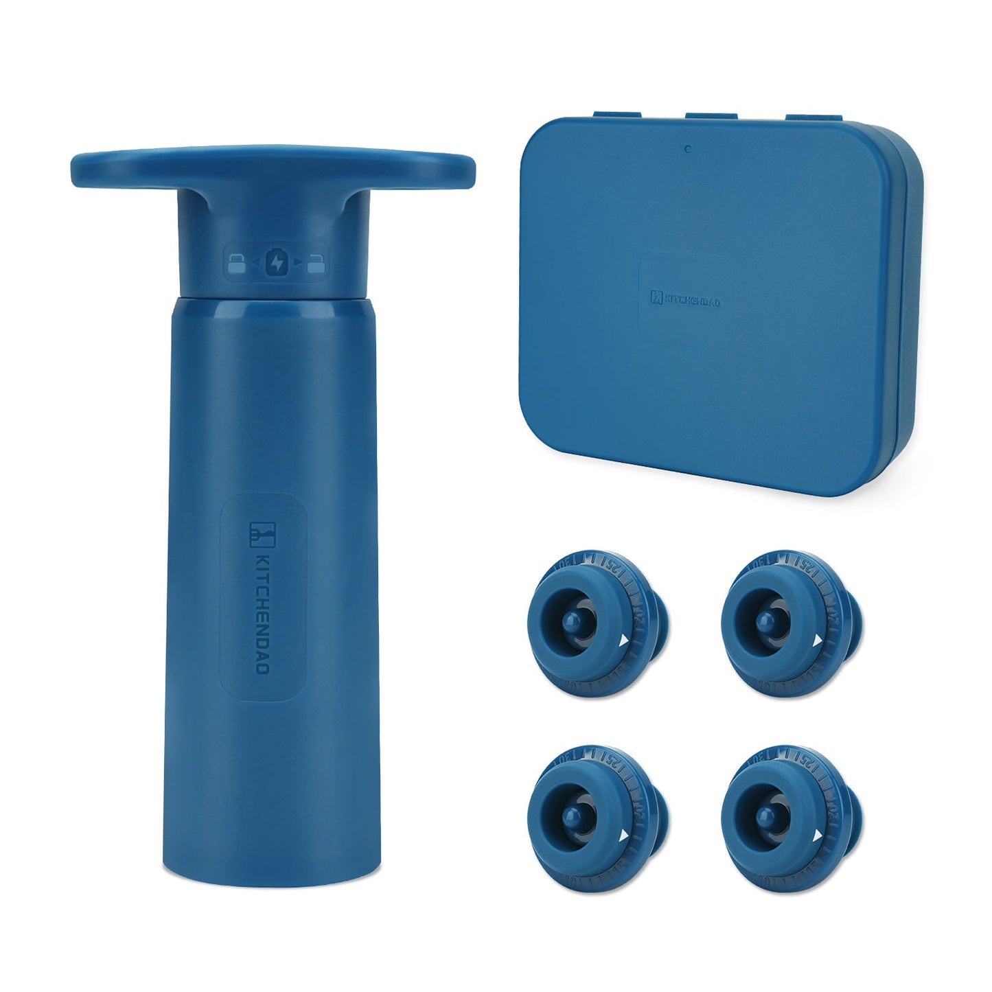 KITCHENDAO Wine Saver Pump with Sound Indicator，4 Vacuum Wine Stoppers and Storage Box, Reusable Wine Stoppers Preserver to Keep Wine Fresh, Ideal Wine Accessories Gift for Wine Lover