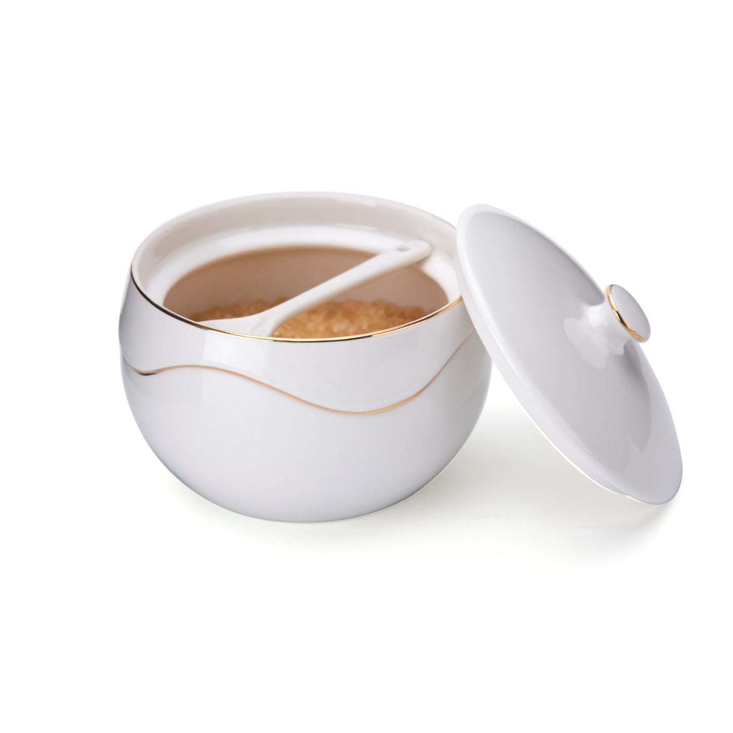 Luxury Gift For Mother Wife Girlfriend 11 oz Porcelain Sugar Bowl With Built-in Spoon Sugar Holder Sugar Containerr