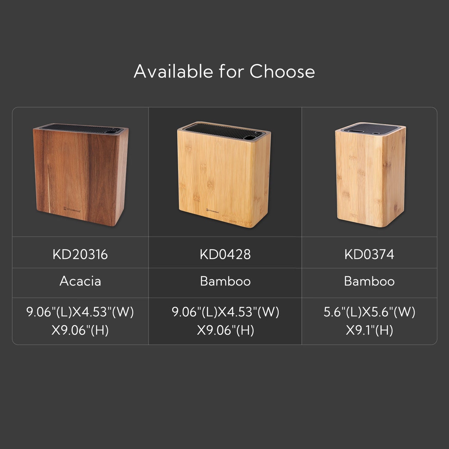 KITCHENDAO XL Acacia Wood Universal Knife Block Holder with Slots for Scissors and Sharpening Rod, Safe, Space Saver Knives Storage Stand Display without Knives, Unique Slot Design to Protect Blade