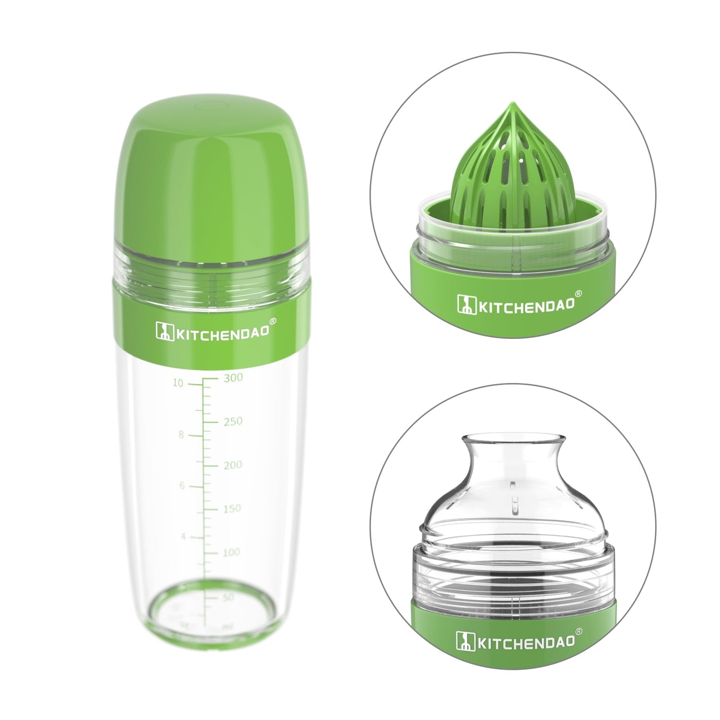 2 in 1 Salad Dressing Shaker With Citrus Juicer Salad Tool 350ML