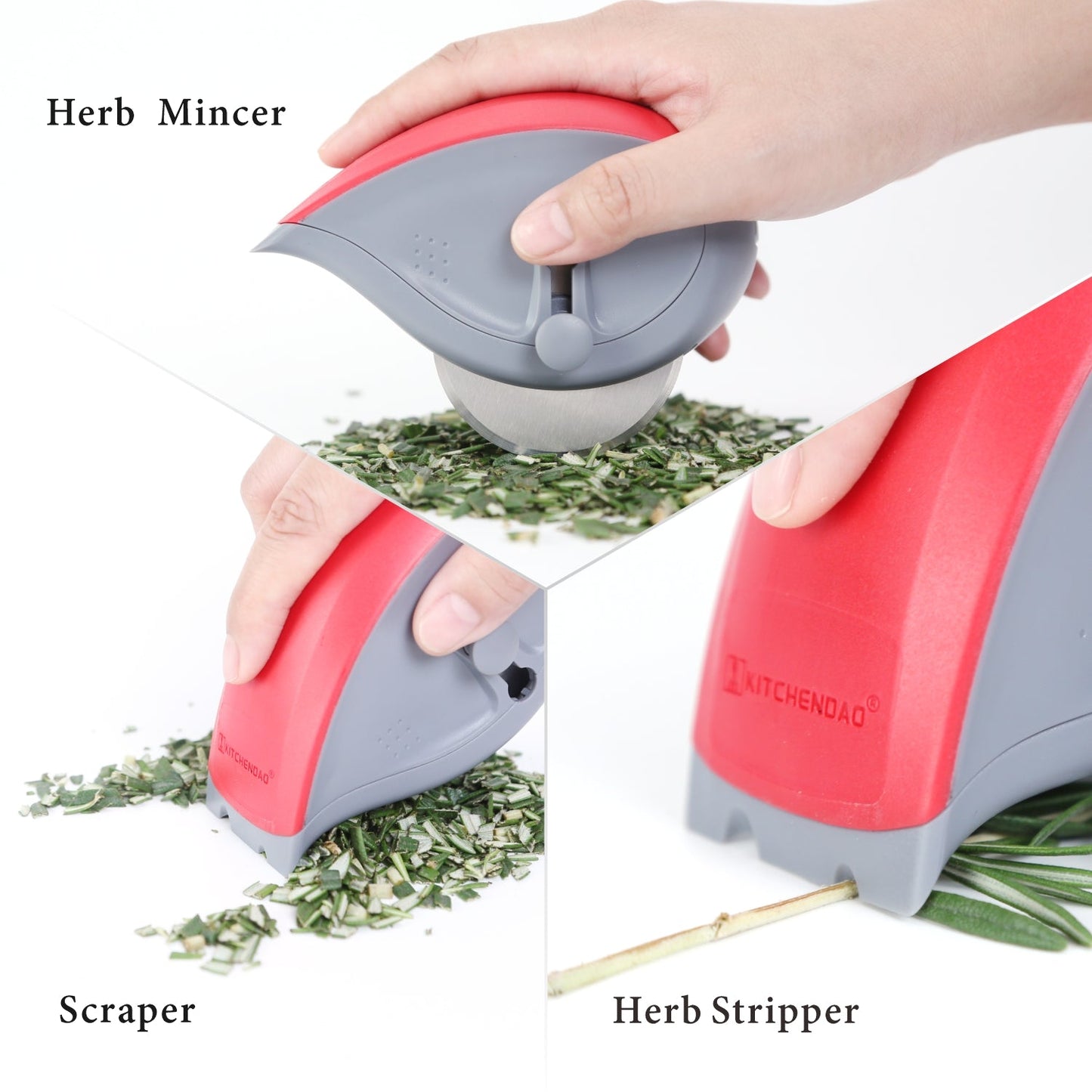 Detachable Herb Mincer Roller Cutter S/S Blade Leaf Stripper