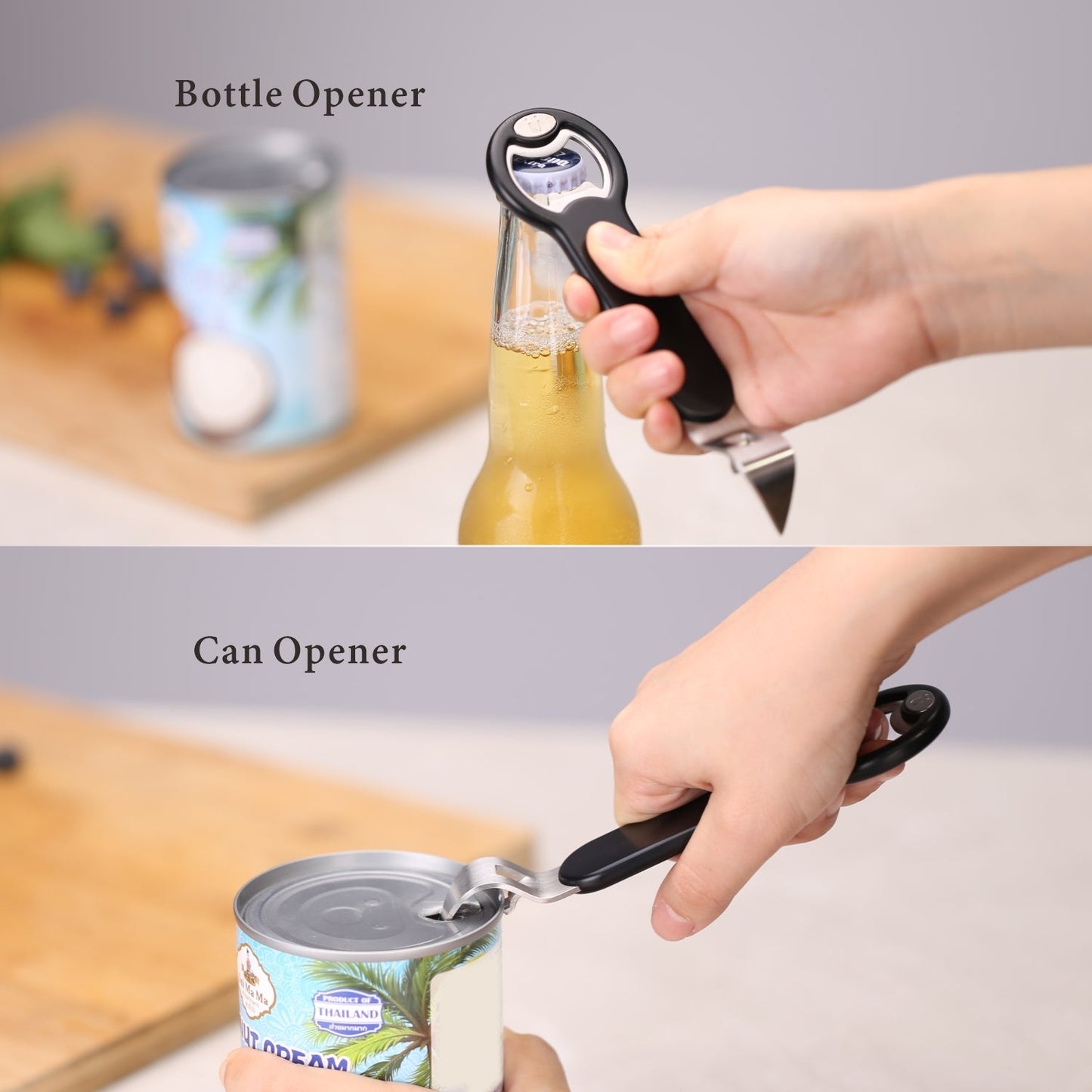 Magnetic Stainless Steel Bottle And Can Opener With Magnetic Cap Catcher