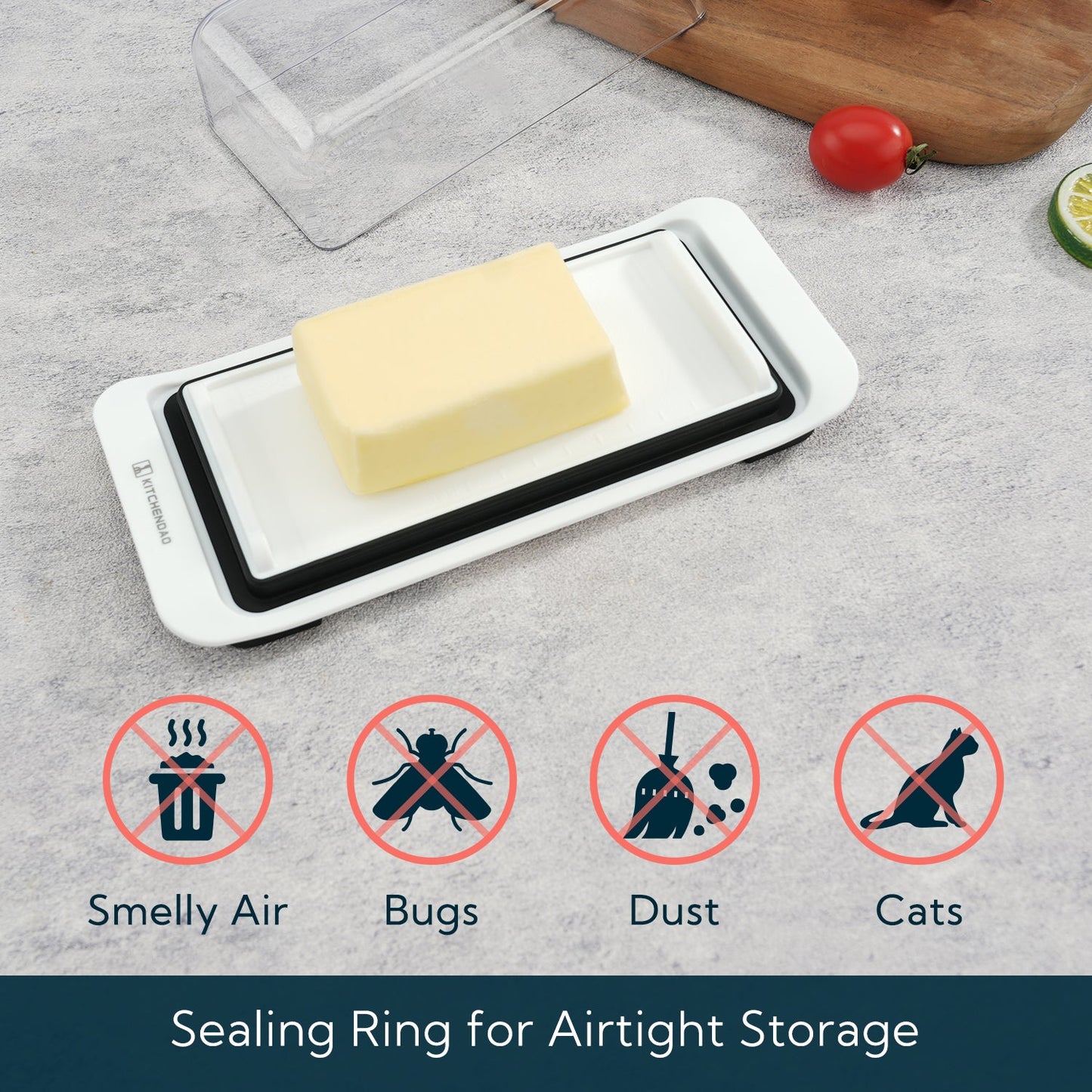 Airtight Butter Dish with Lid for Countertop and Fridge,Large Butter Keeper, Dishwasher Safe, Plastic Butter Holder Tray for 2 Sticks East Coast/West Coast/European Style/Kerrygold Butter