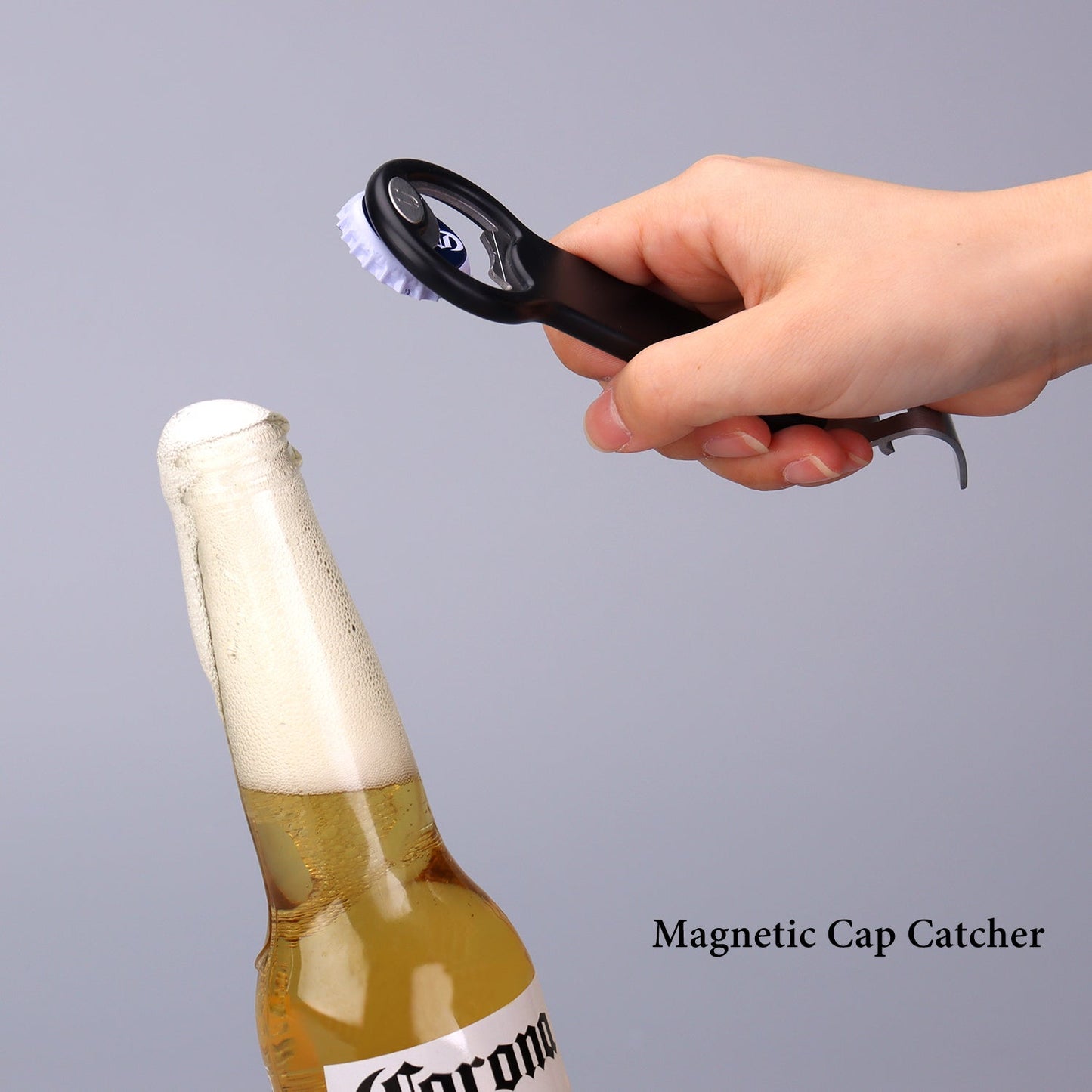 Magnetic Stainless Steel Bottle And Can Opener With Magnetic Cap Catcher