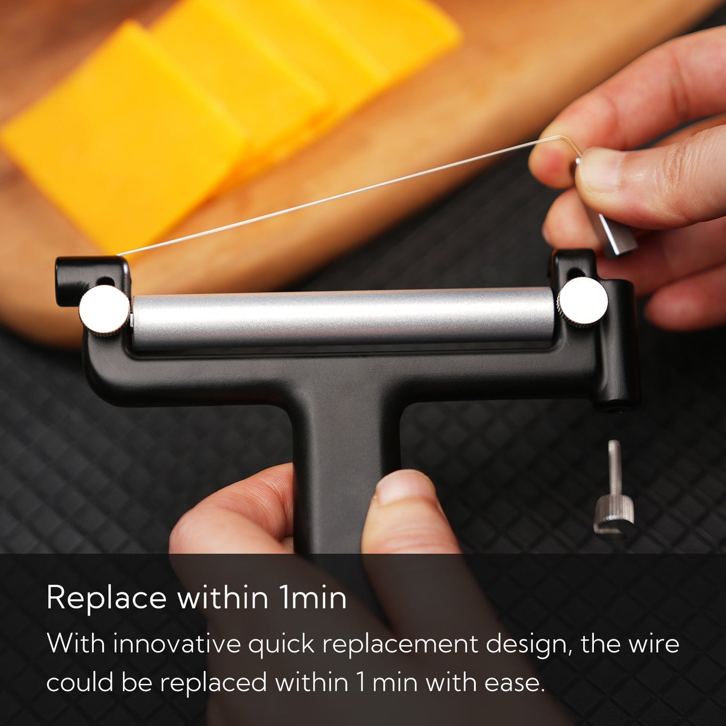 KITCHENDAO Replaceable Wire Cheese Slicer Cutter, 50% Stronger Wires with 2nd Gen Wire Fixing Mechanism