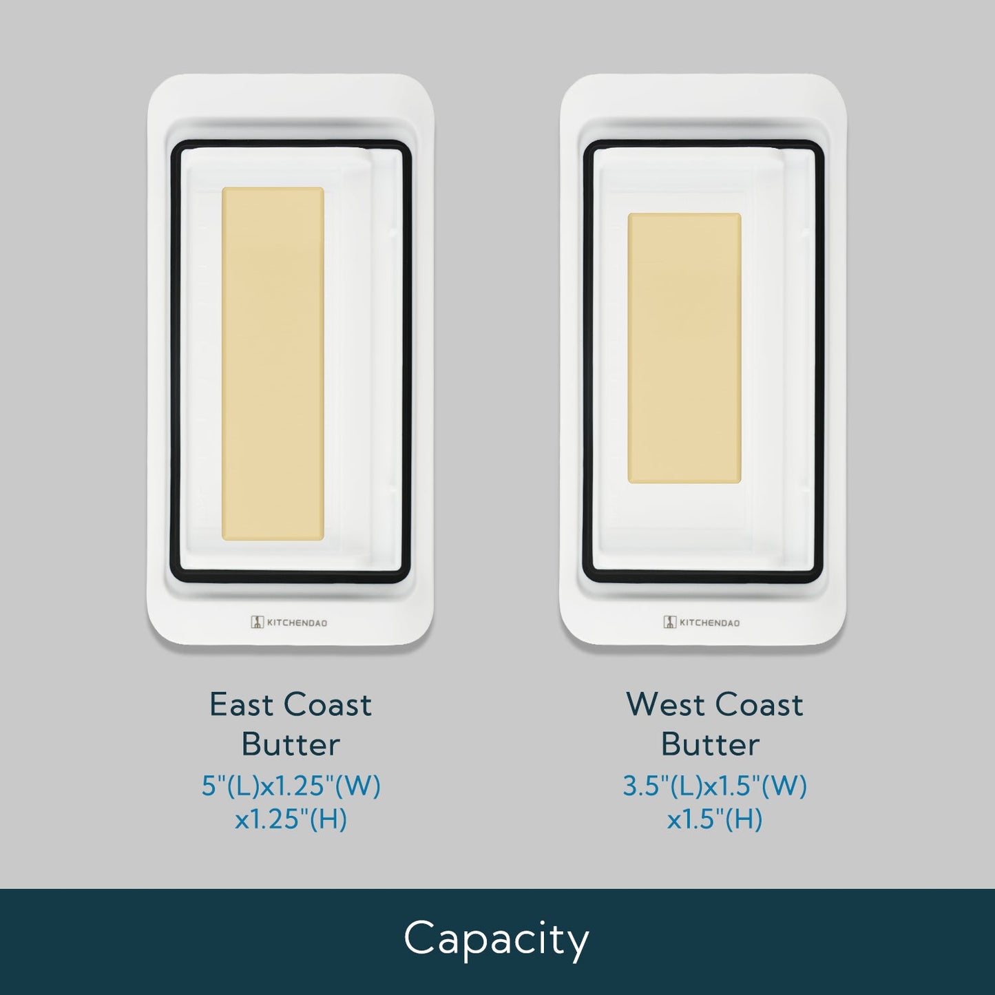 Airtight Butter Dish with Lid and Knife Spreader for Countertop and Refrigerator, Keep Butter Fresh, Easy Scoop, Dishwasher Safe, Plastic Butter Keeper Tray for West/ East Coast Butter