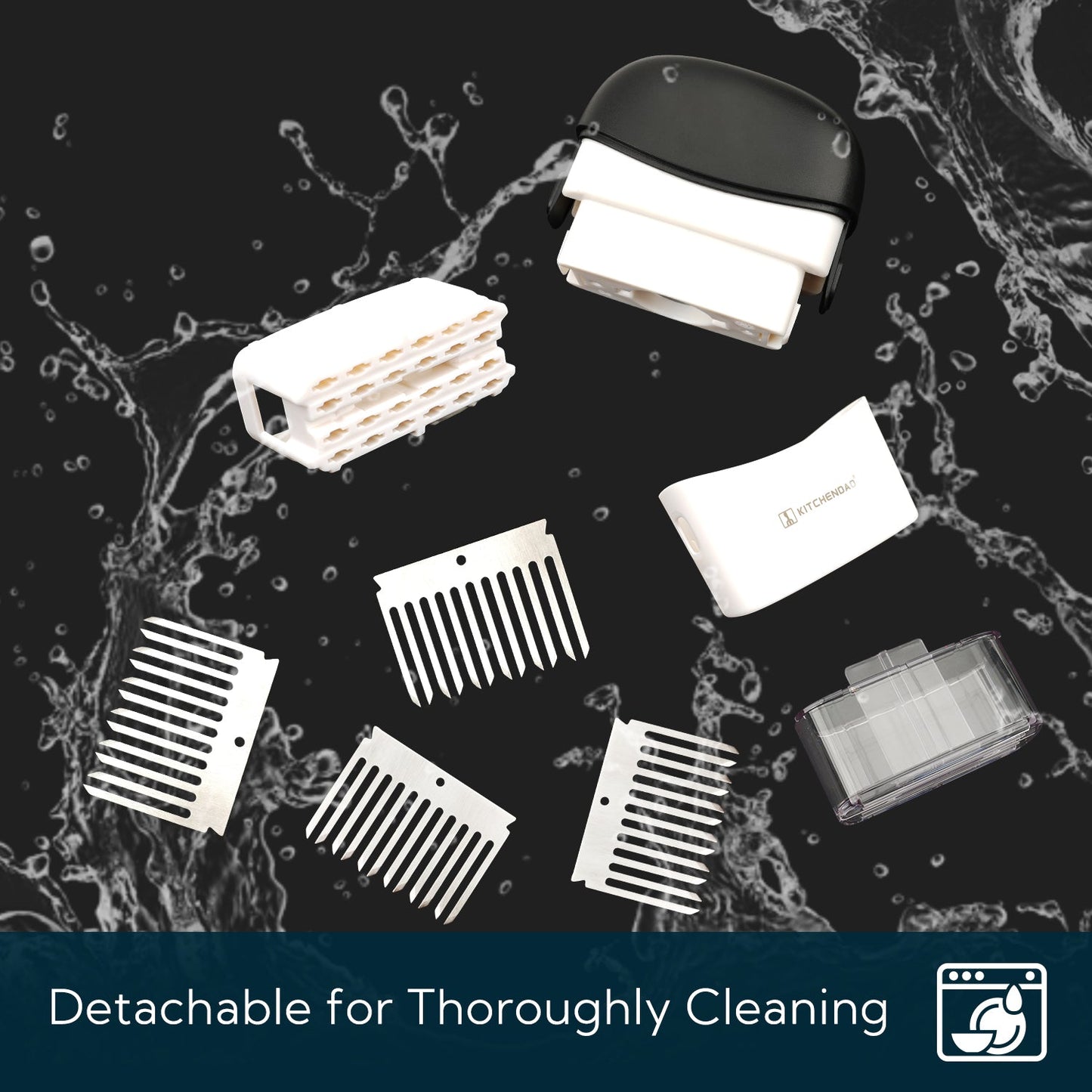 KITCHENDAO Detachable Meat Tenderizer Needle Tool with Safety Lock, Detachable for Easy Cleaning, Dishwasher Safe, 48 Upgraded Stainless Steel Needles, for Tendering Steak Pork Belly Skin Chicken