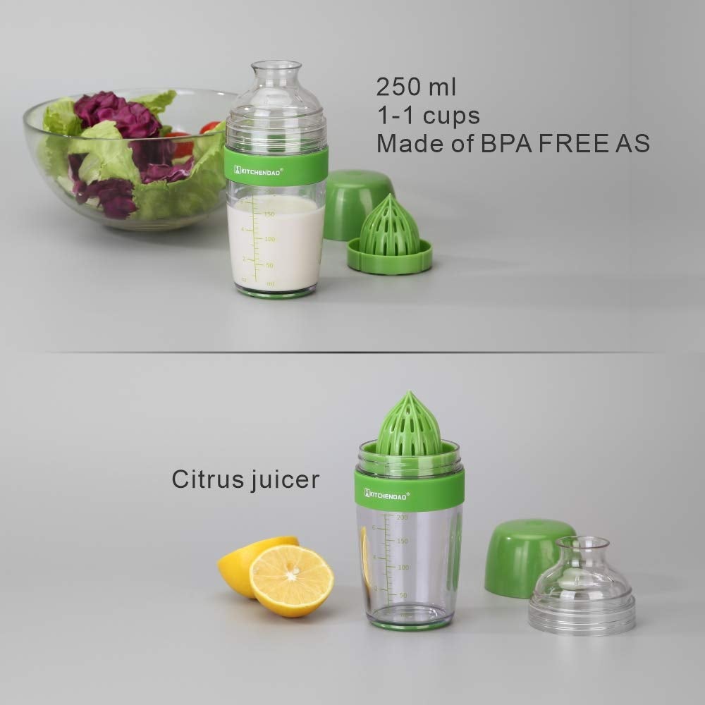 2 in 1 Salad Dressing Shaker With Citrus Juicer Salad Tool 250ML