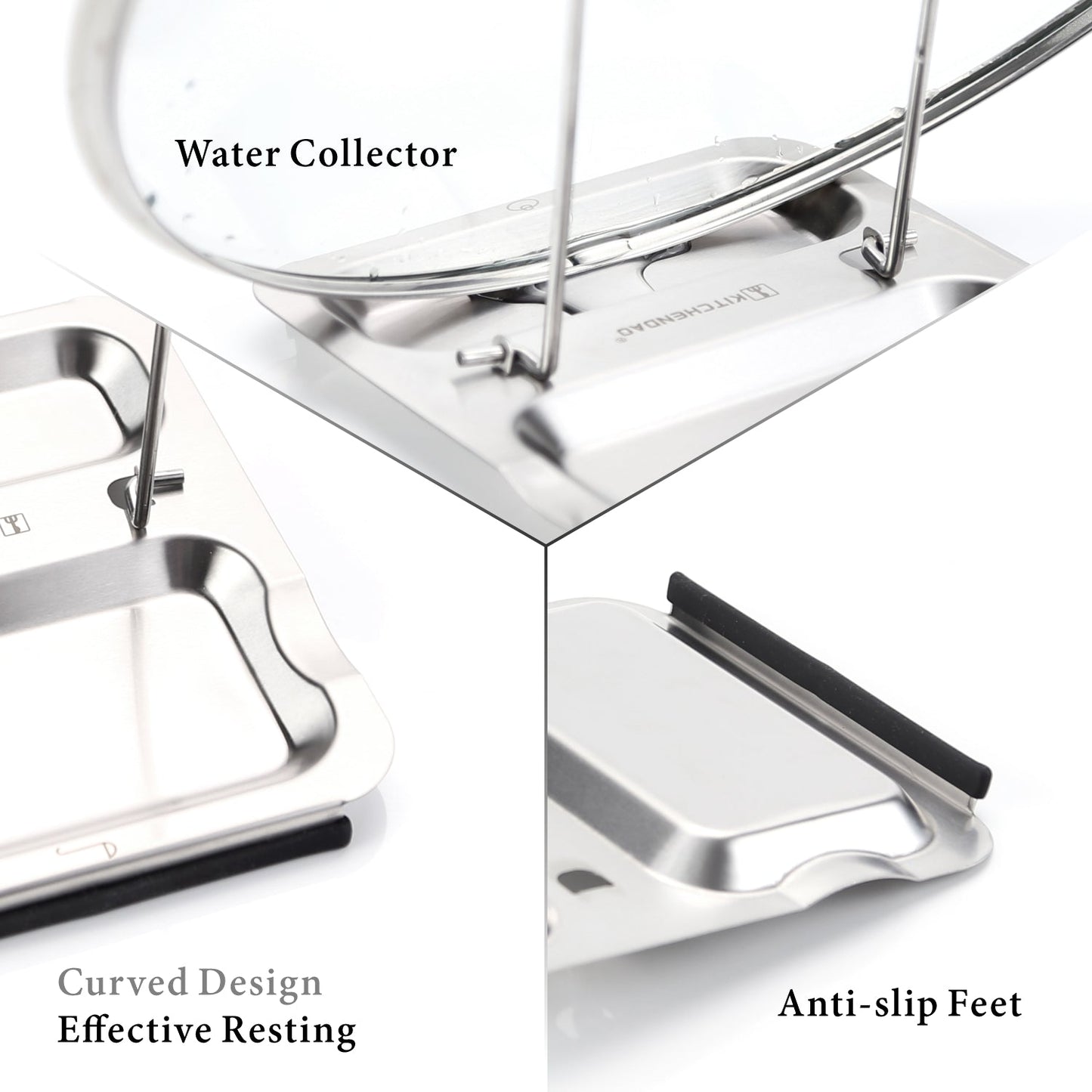 304 S/S Lid And Spoon Rest Foldable Utensils Lid Holder For Easy Storage