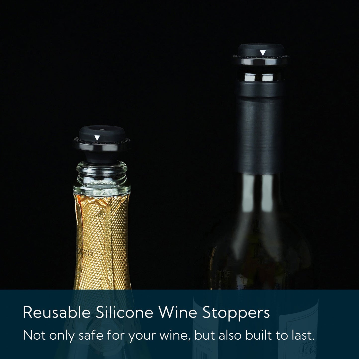 KITCHENDAO Wine Saver Pump with Sound Indicator，4 Vacuum Wine Stoppers and Storage Box, Reusable Wine Stoppers Preserver to Keep Wine Fresh, Ideal Wine Accessories Gift for Wine Lover