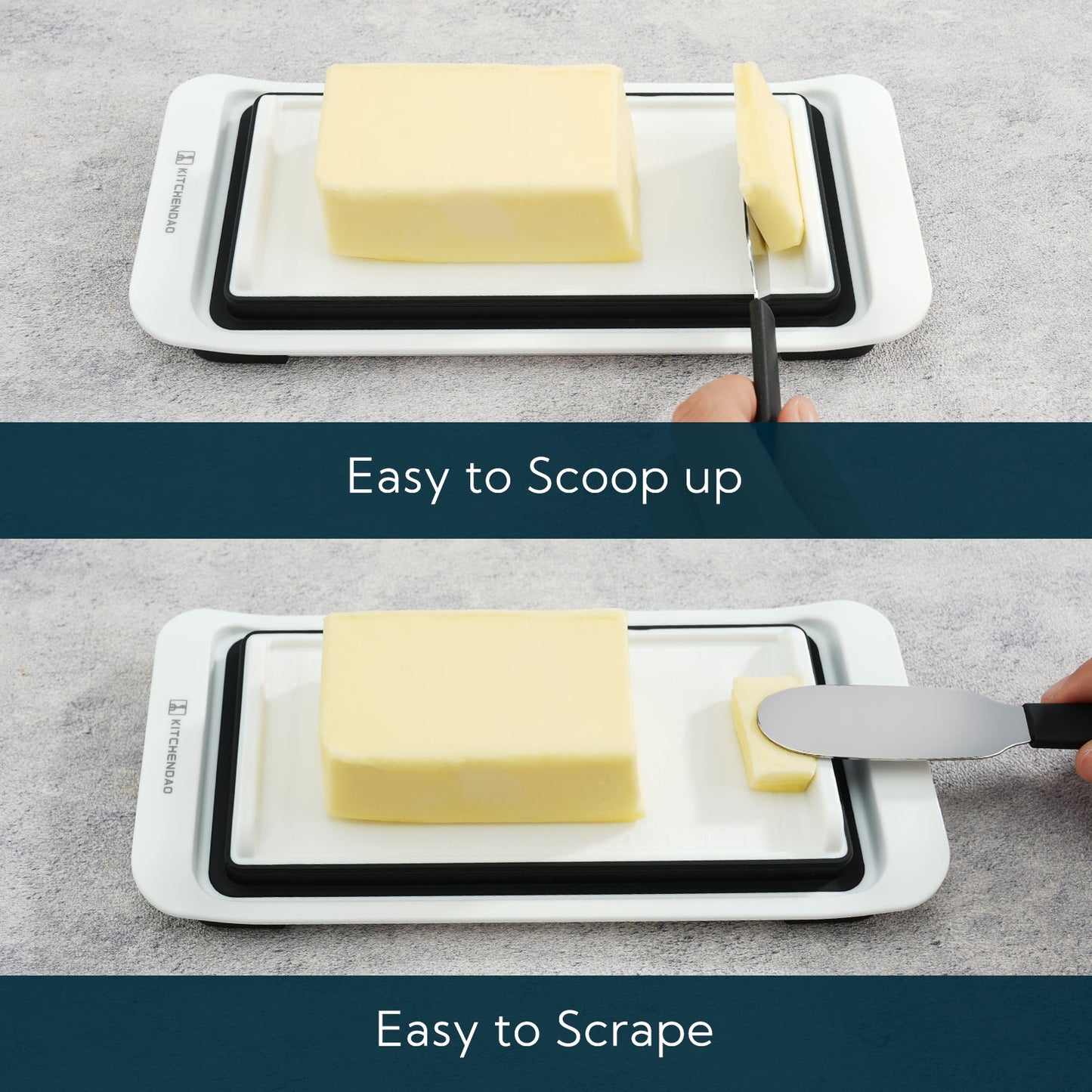 Airtight Butter Dish with Lid for Countertop and Fridge,Large Butter Keeper, Dishwasher Safe, Plastic Butter Holder Tray for 2 Sticks East Coast/West Coast/European Style/Kerrygold Butter