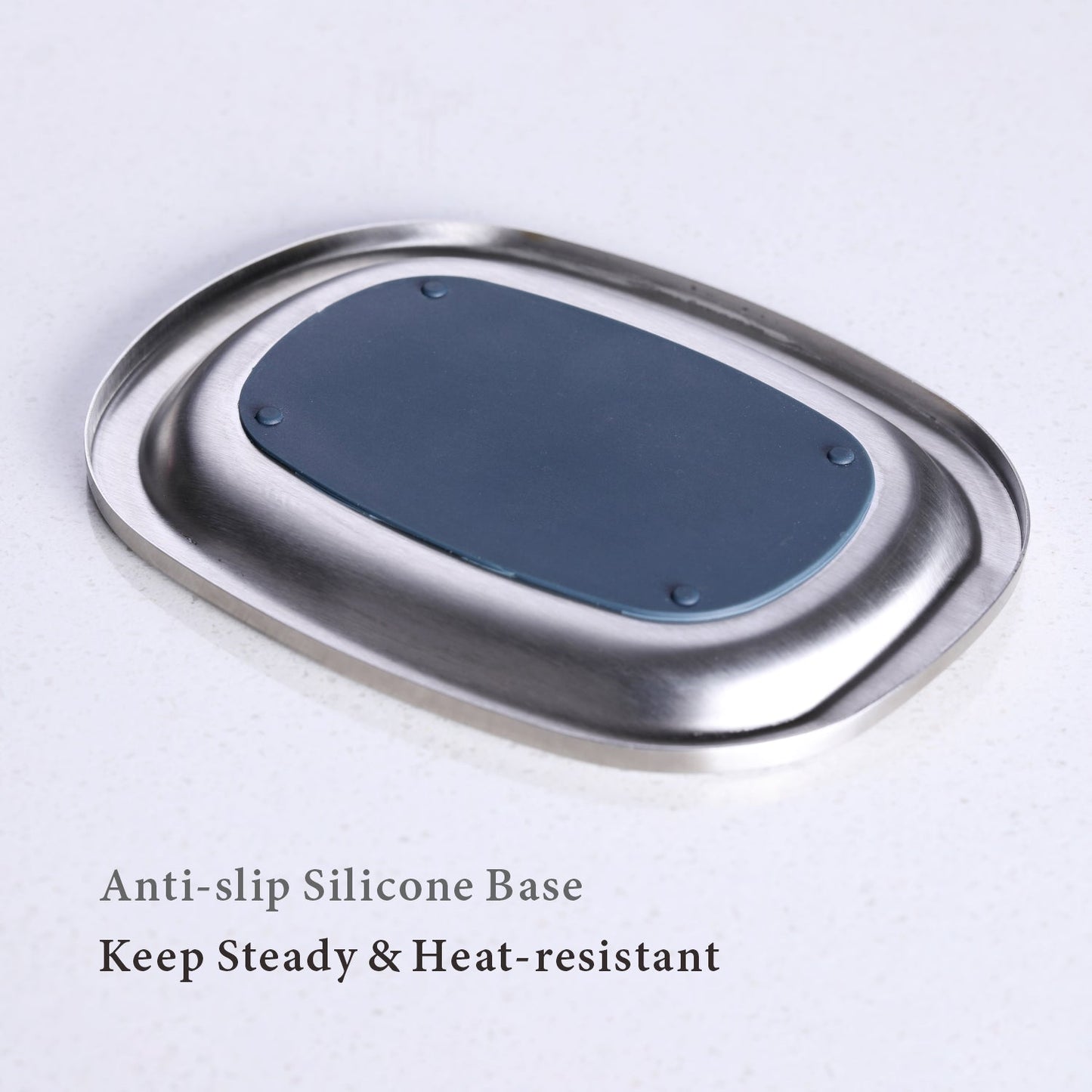 Stainless Steel Spoon Rest With Silicone Anti-slip Pad For Kitchen