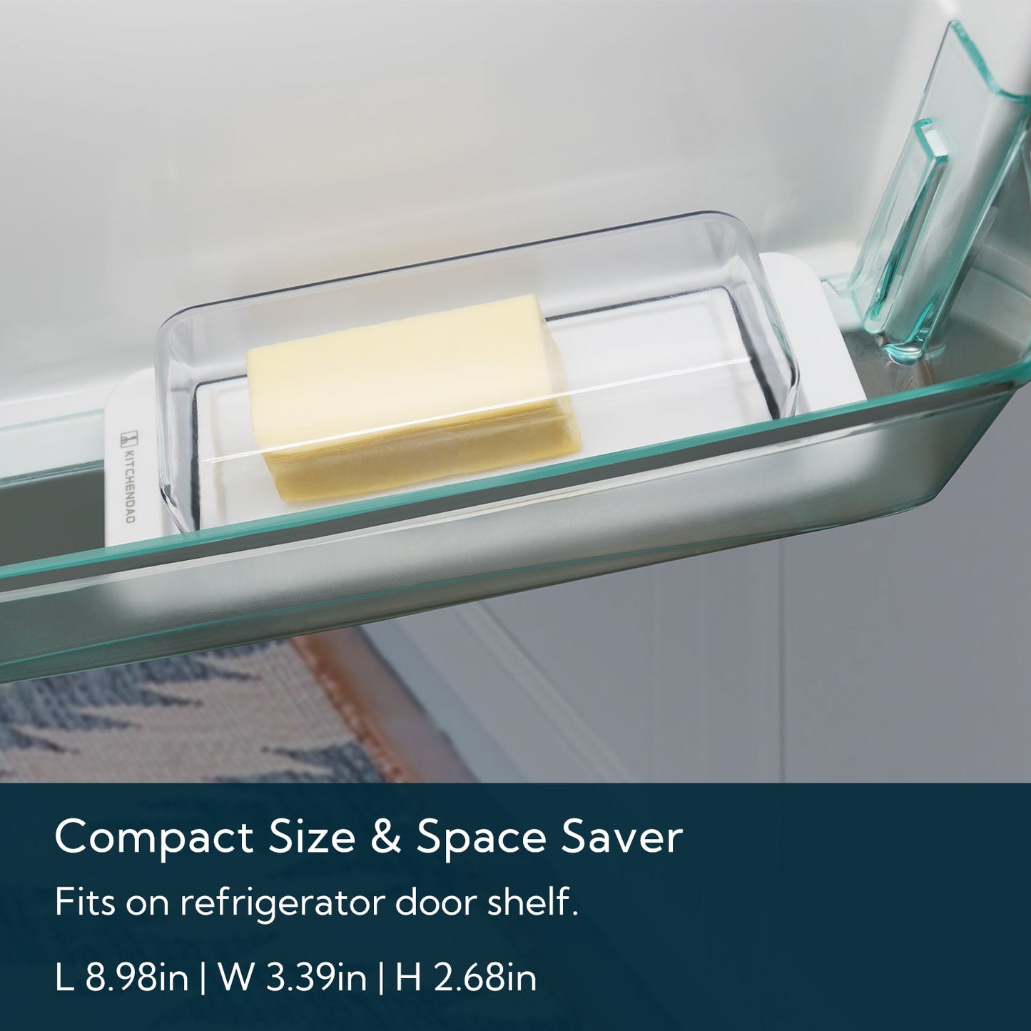 KITCHENDAO Airtight Butter Dish with Lid for Countertop and Refrigerator Door Shelf, Easy Scoop-Dishwasher Safe, Plastic Butter Holder Tray Container for West/East Coast Butter