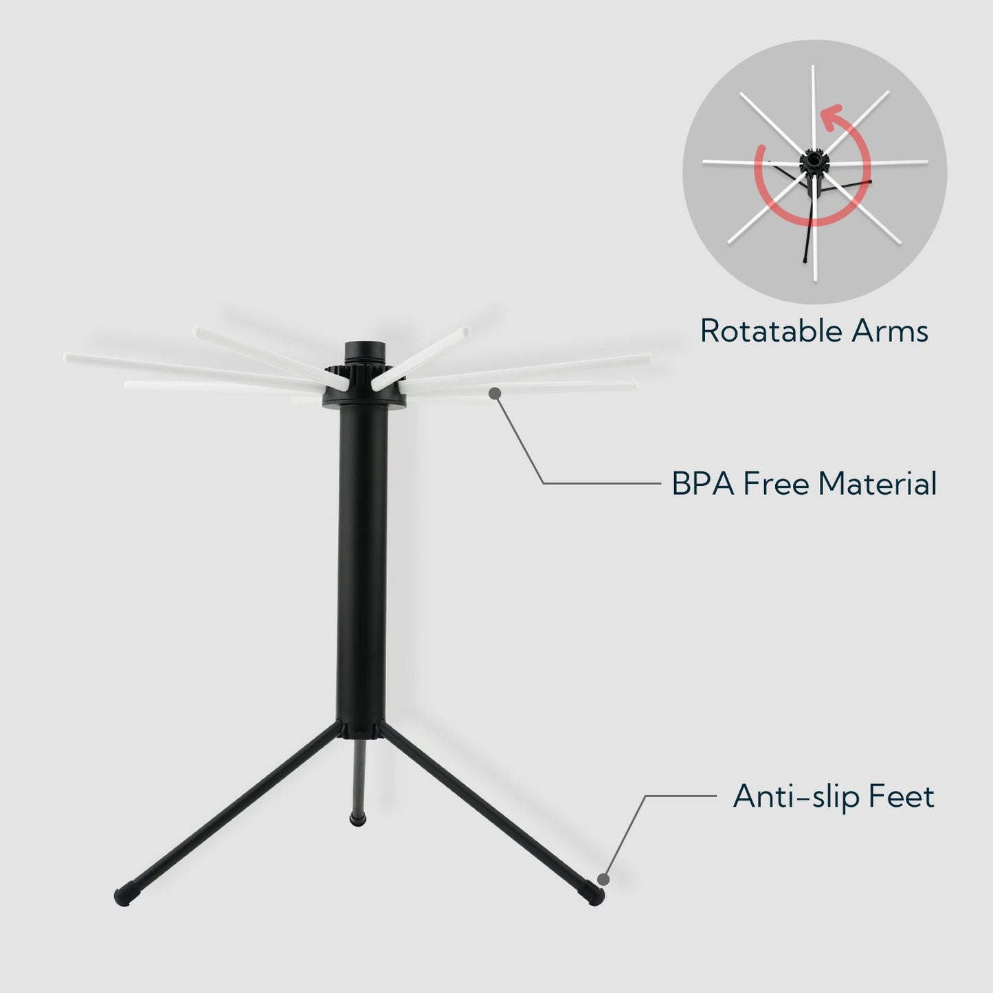 Collapsible Pasta Drying Rack, Compact for Easy Storage, Quick Set up, Foldable Pasta Dryer Rack Spaghetti Noodle Hanger, Detachable for Easy Cleaning, Rotatable Arms, Hold up to 5 lbs