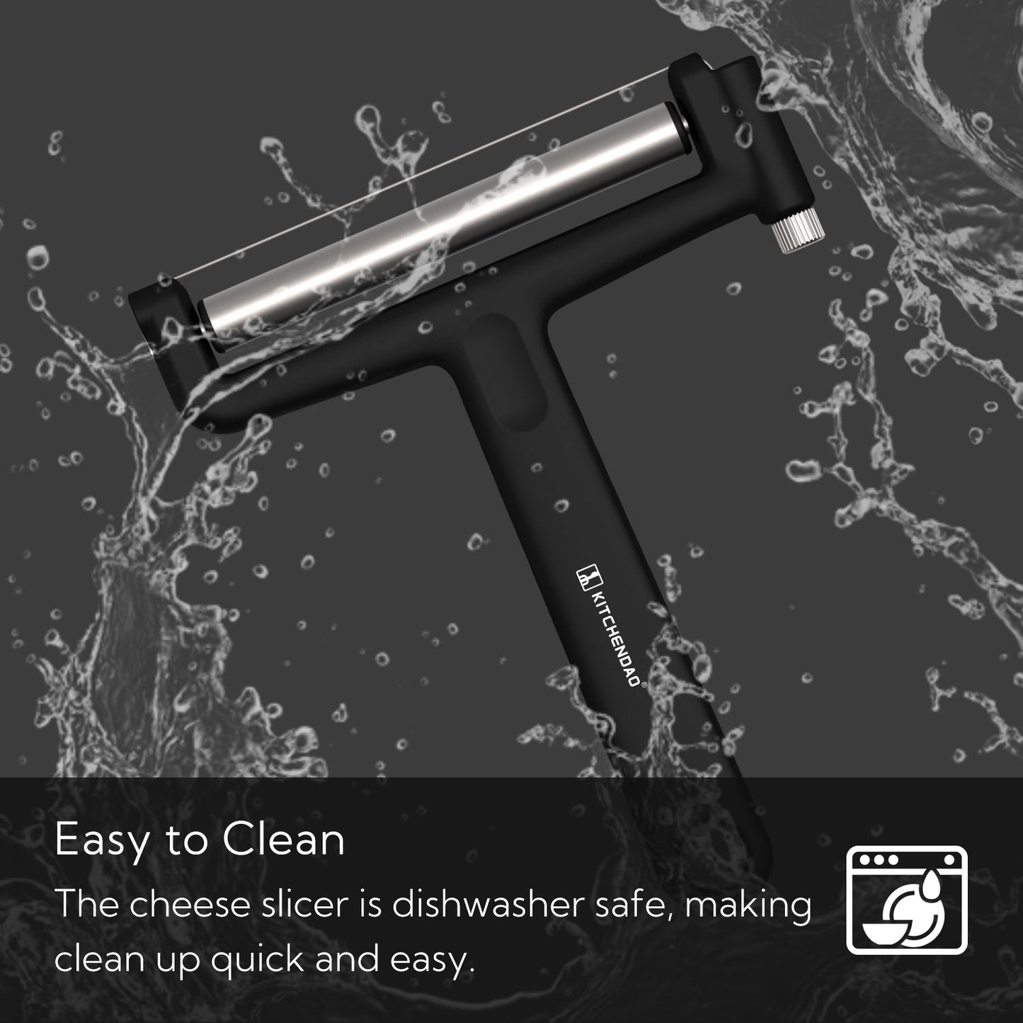 KITCHENDAO Replaceable Wire Cheese Slicer Cutter, 50% Stronger Wires with 2nd Gen Wire Fixing Mechanism, Tightness Adjustable Aluminum Cheese Cutter, Easy Replacement, Dishwasher Safe, 2 Extra Wires