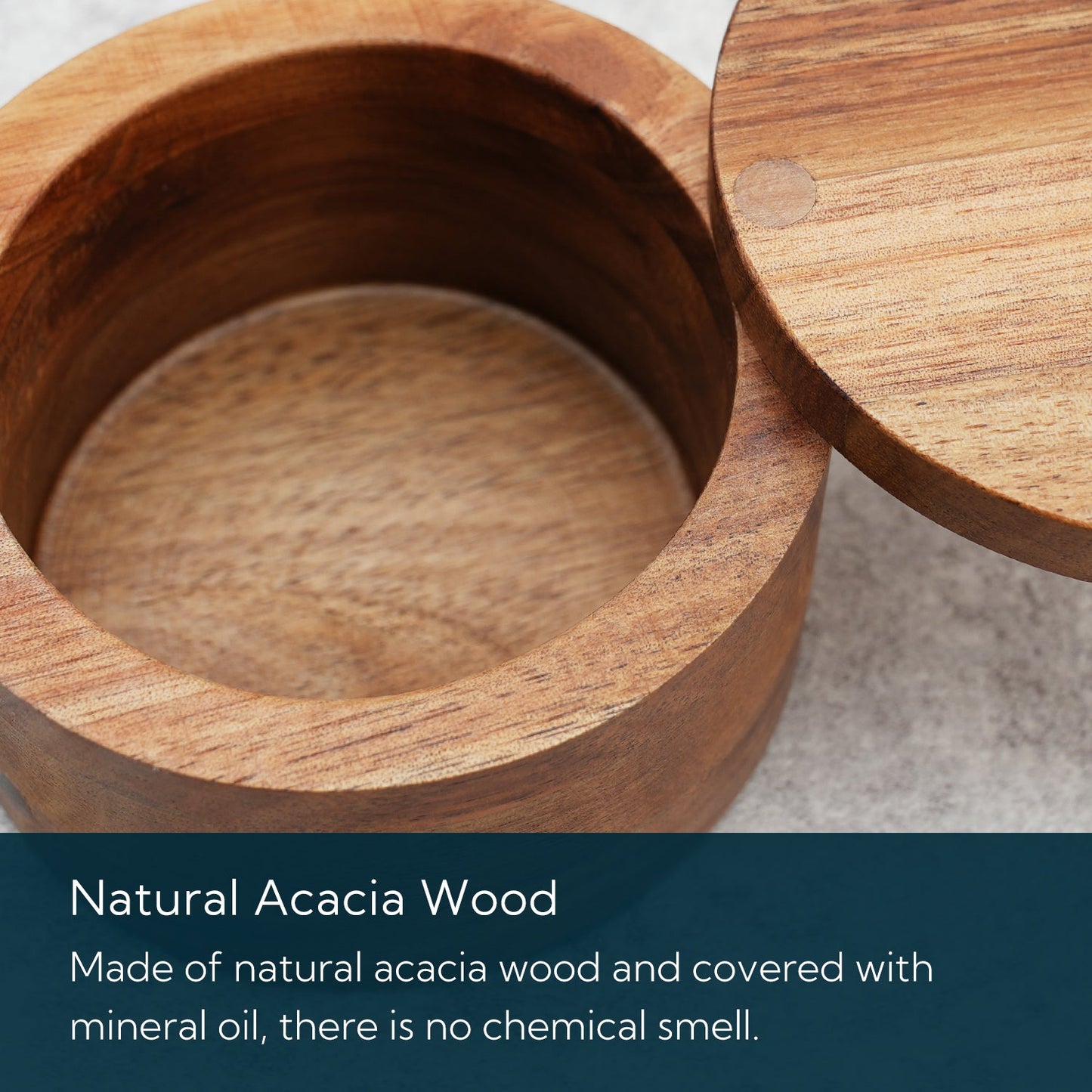KITCHENDAO Acacia Wood Salt Cellar Bowl Box, Elegant Kitchen Salt Container Holder with Swivel Magnetic Lid to Store Pepper Spice Bath Salt Sea Salt Herbs or Favorite Seasonings, 6oz