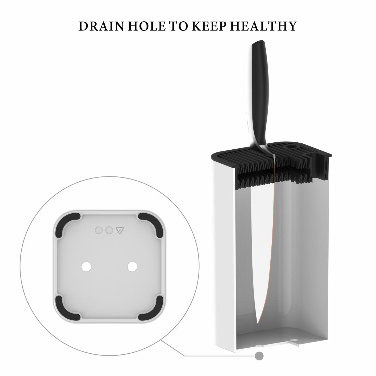 Universal Knife Block With Slots For Scissors And Sharpening Rod Square