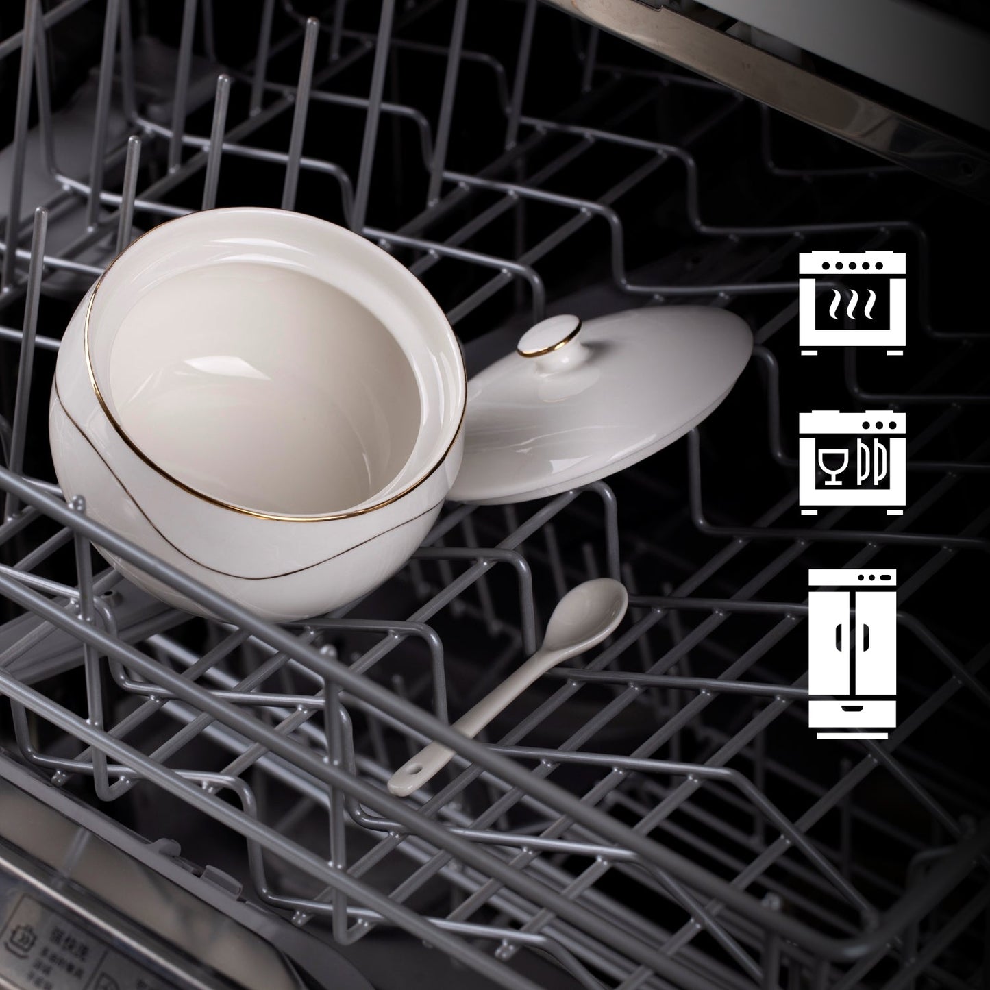 Luxury Gift For Mother Wife Girlfriend 11 oz Porcelain Sugar Bowl With Built-in Spoon Sugar Holder Sugar Containerr