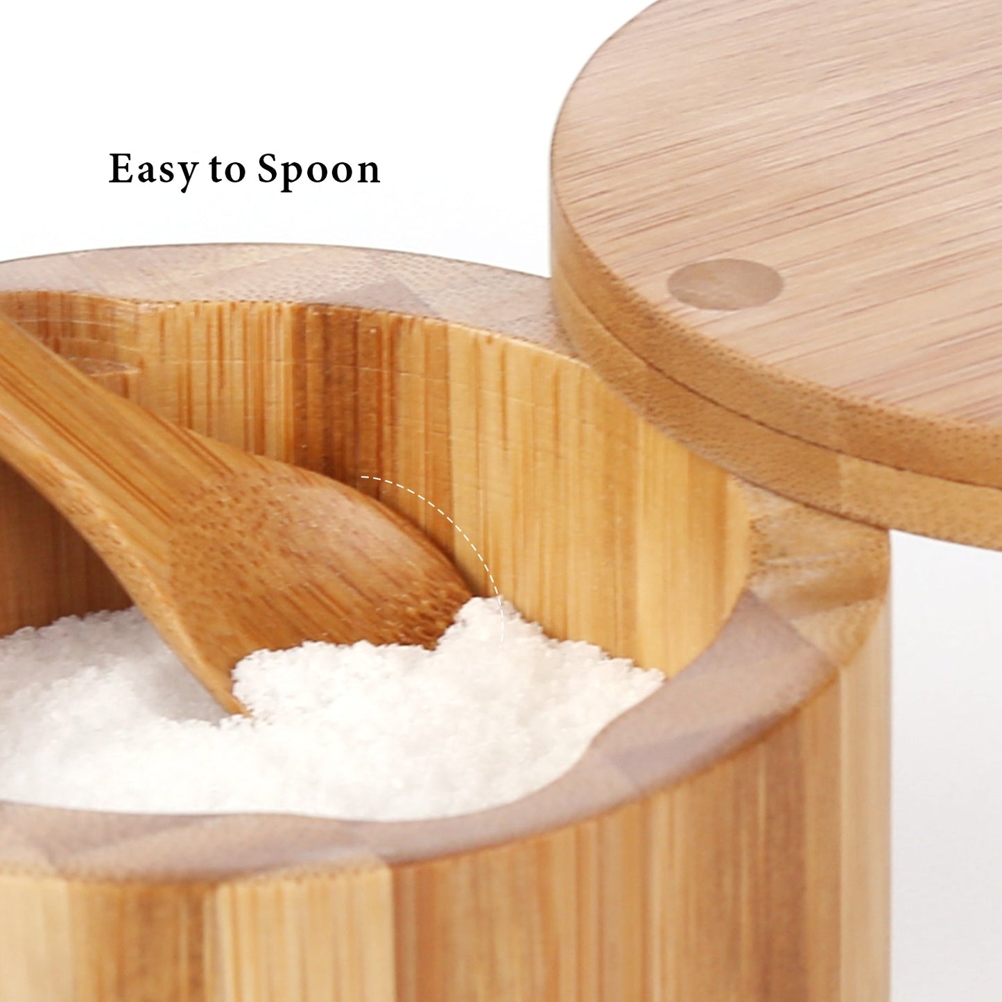 Bamboo Seasonings Box With Built-in Spoon Salt Pepper Spice Cellars