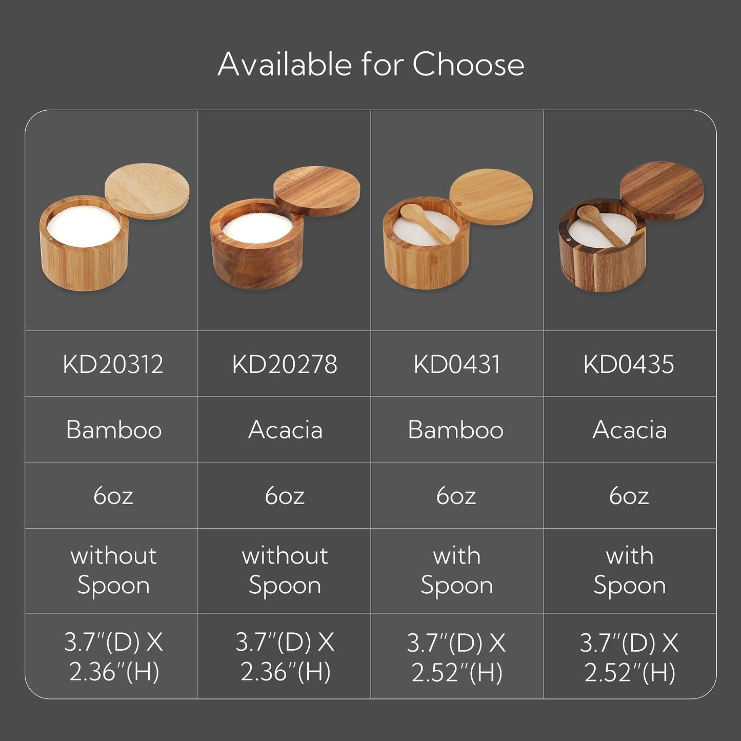 KITCHENDAO Bamboo Salt Cellar Bowl Box，Elegant Kitchen Salt Container Holder with Swivel Magnetic Lid to Store Pepper Spice Bath Salt Sea Salt Herbs or Favorite Seasonings, 6oz