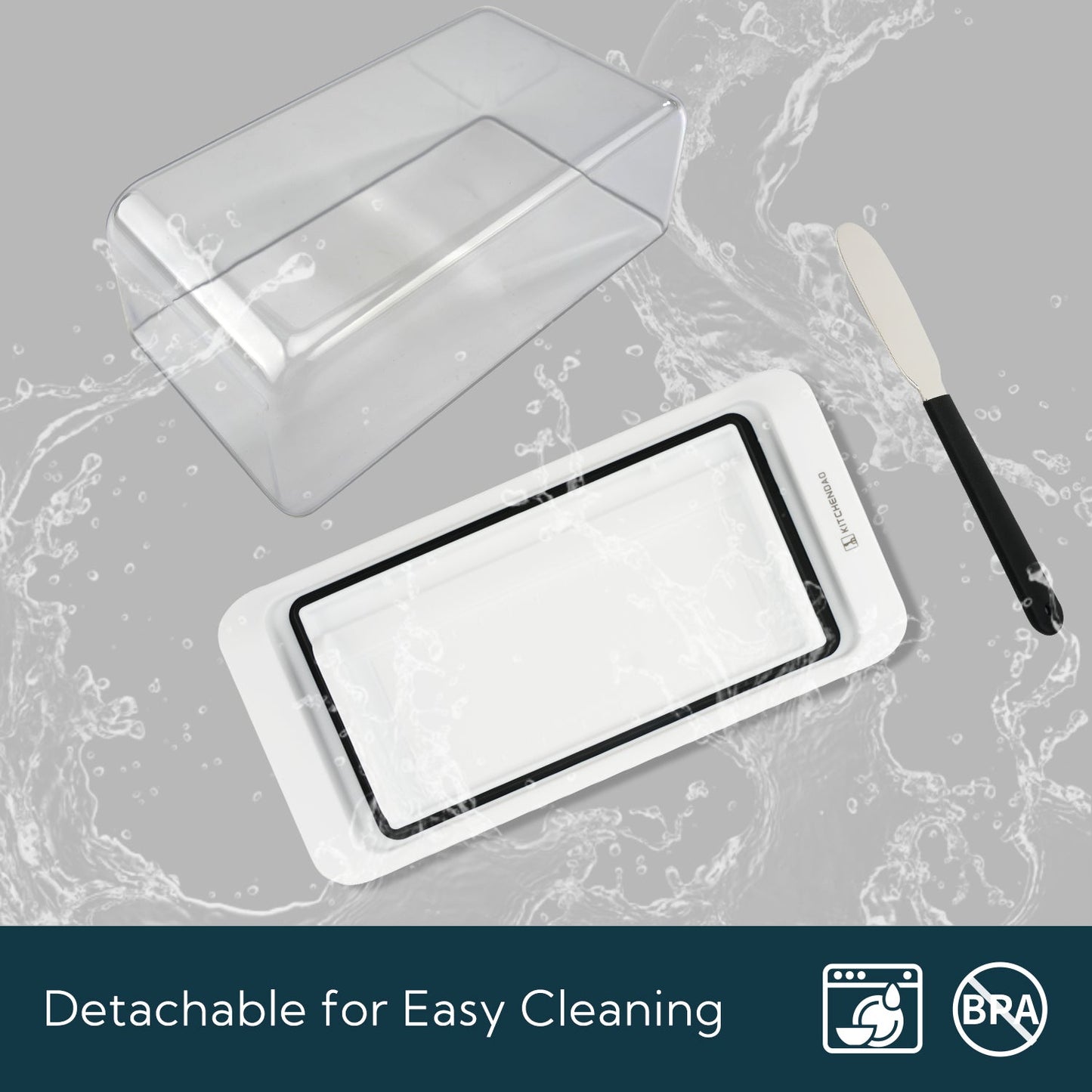 Airtight Butter Dish with Lid and Knife Spreader for Countertop and Refrigerator, Keep Butter Fresh, Easy Scoop, Dishwasher Safe, Plastic Butter Keeper Tray for West/ East Coast Butter