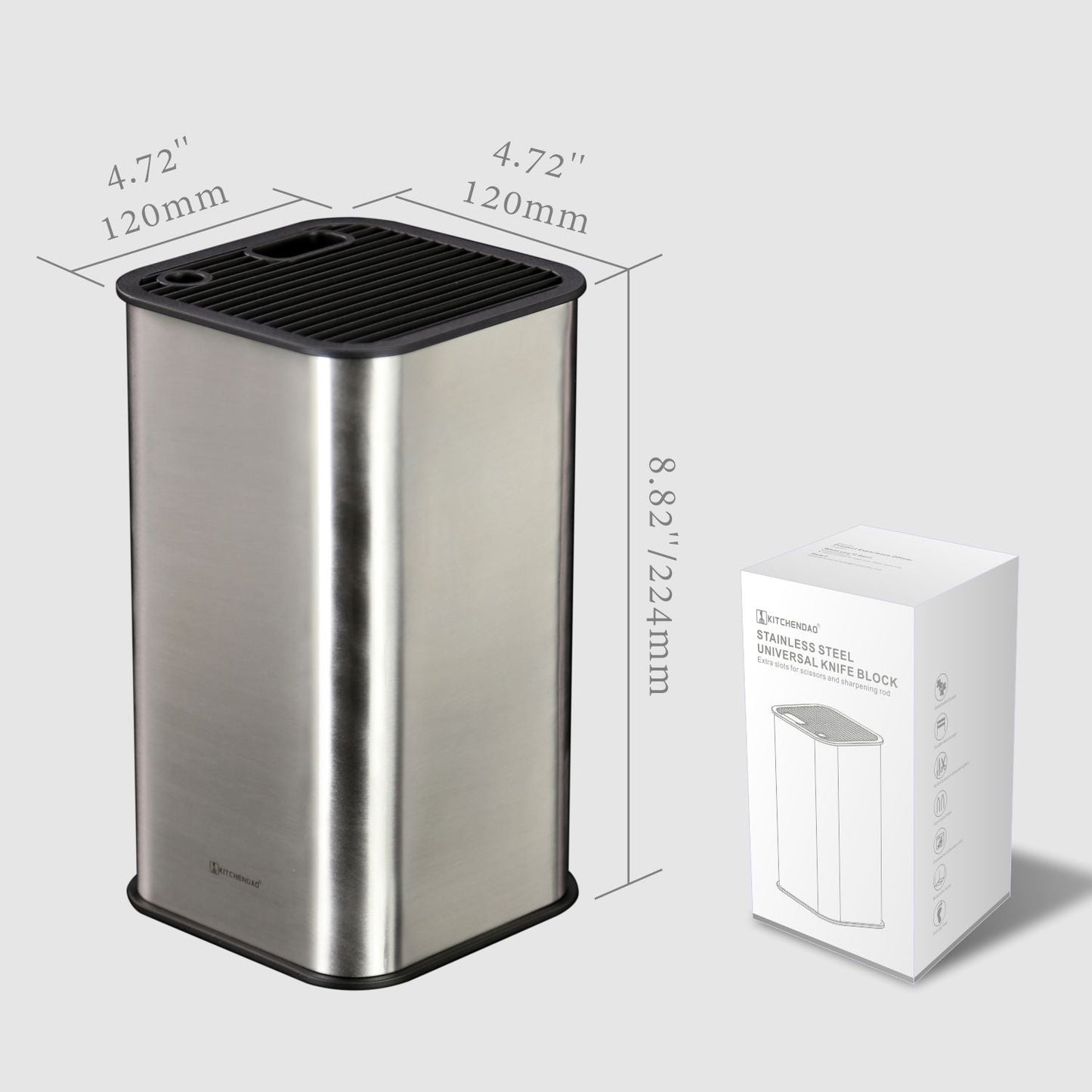 Universal Knife Block With Slots For Scissors And Sharpening Rod Basic