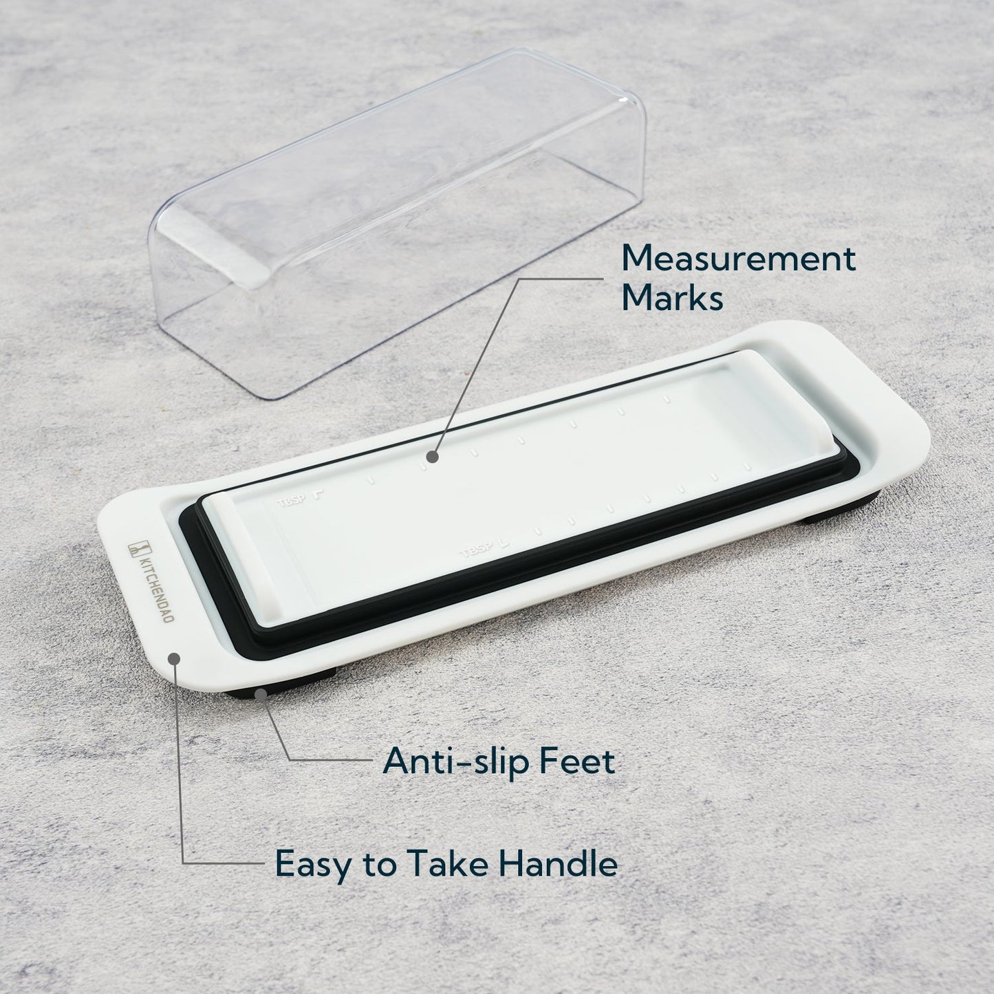 KITCHENDAO Airtight Butter Dish with Lid for Countertop and Refrigerator Door Shelf, Easy Scoop-Dishwasher Safe, Plastic Butter Holder Tray Container for West/East Coast Butter