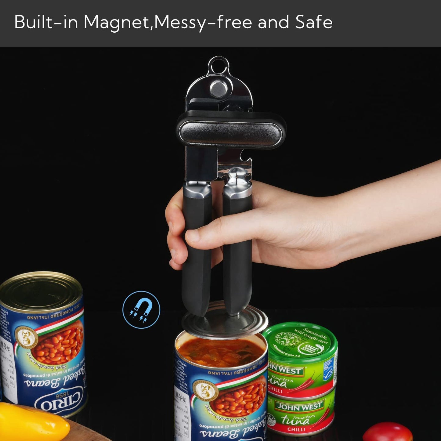 KITCHENDAO Can Opener Manual, 2nd Generation Blade, Handheld Can Opener with Magnet