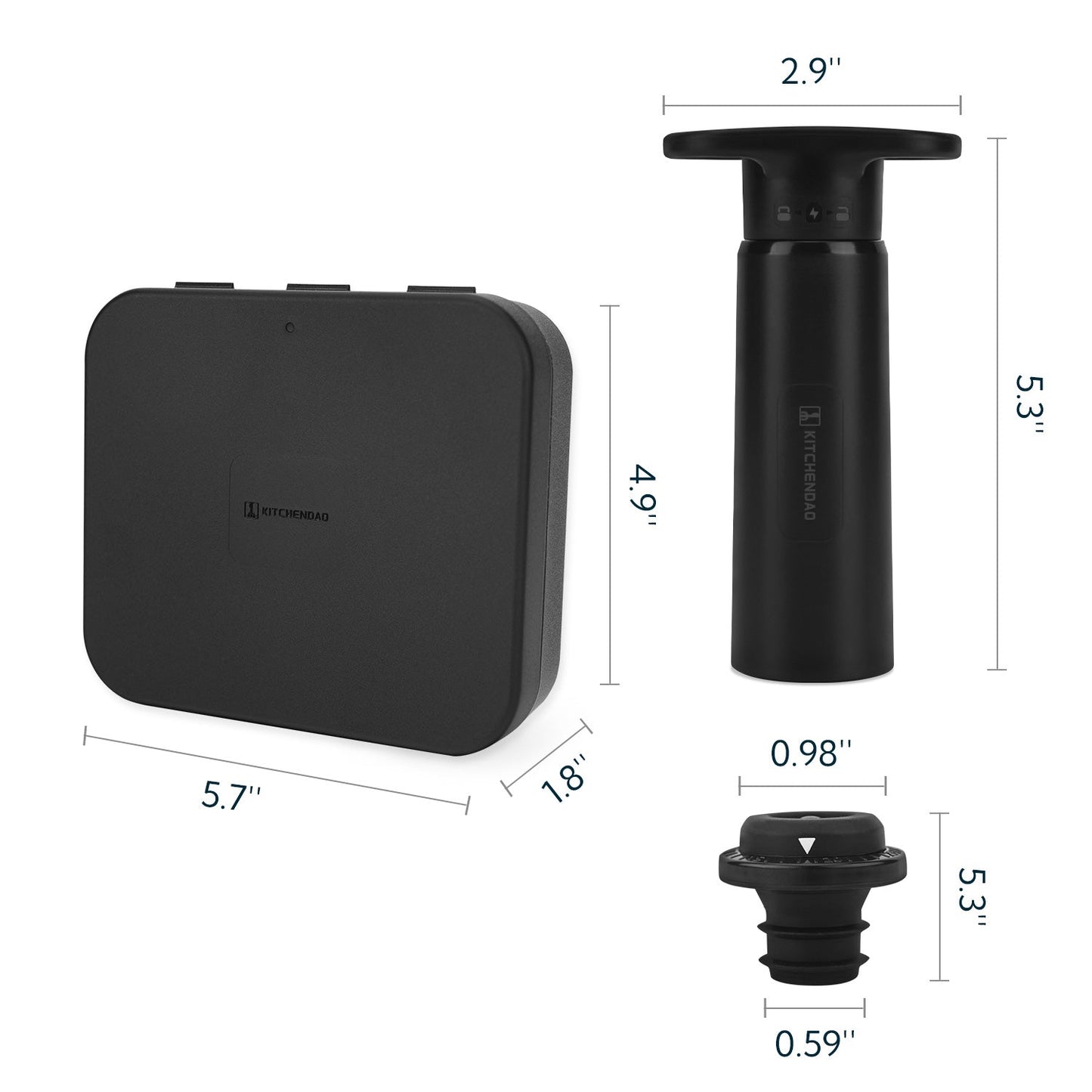 KITCHENDAO Wine Saver Pump with Sound Indicator，4 Vacuum Wine Stoppers and Storage Box, Reusable Wine Stoppers Preserver to Keep Wine Fresh, Ideal Wine Accessories Gift for Wine Lover