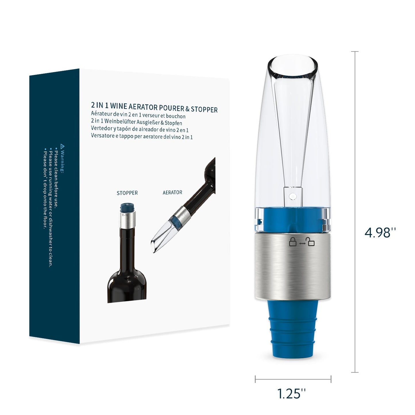 2-in-1 Wine Aerator Pourer and Stopper, Premium Wine Air Aerator Pourer Decanter Spout Dispenser No Drip or Spill - BPA Free - Improve Taste and Bouquet Instantly - Dishwasher Safe