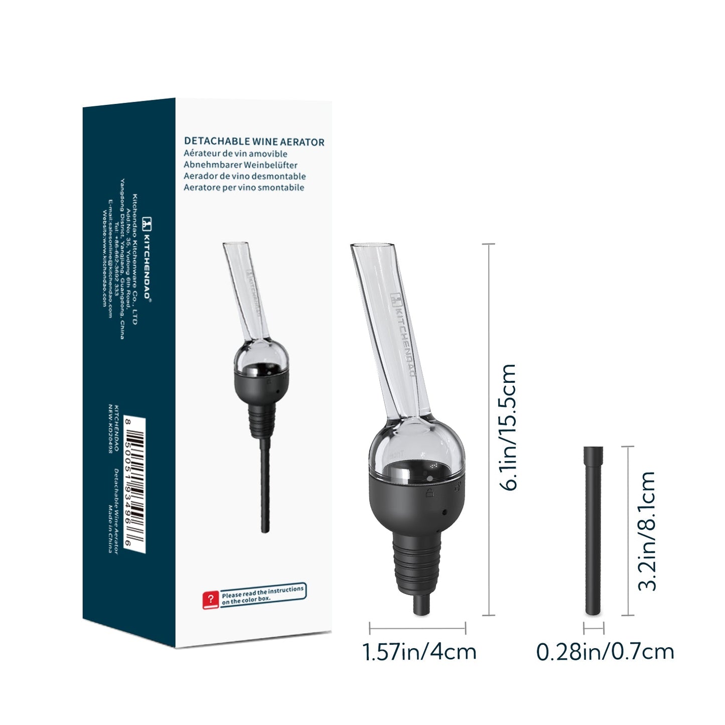 KITCHENDAO Detachable Wine Aerator Pourer - BPA Free Tritan Premium Wine Air Aerator Decanter Spout Dispenser