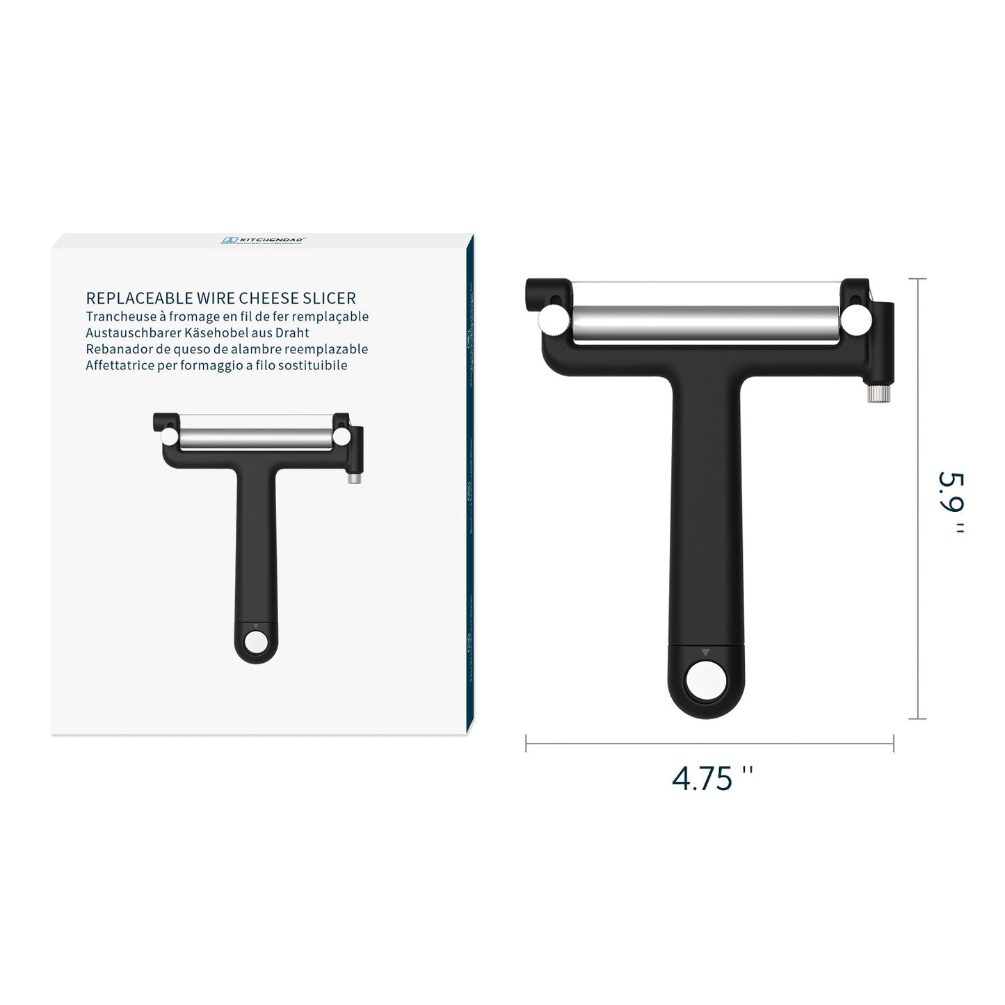 KITCHENDAO Replaceable Wire Cheese Slicer Cutter, 50% Stronger Wires with 2nd Gen Wire Fixing Mechanism