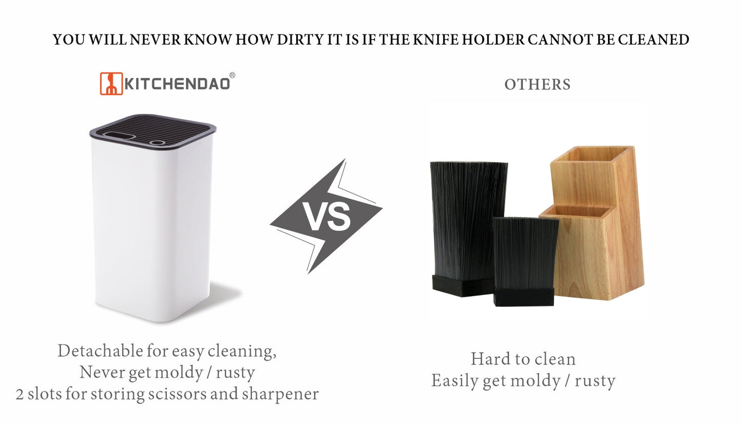 Universal Knife Block With Slots For Scissors And Sharpening Rod Square