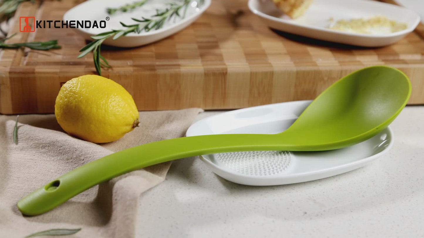 16.5 cm Ceramic Grater Spoon Rest Herb Stripper With Mini Brush